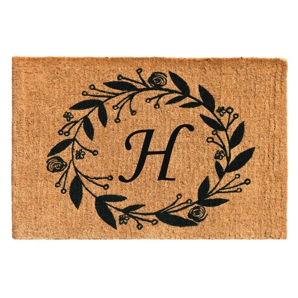 Calloway Mills 24 x 36 x 1.5 in. Black Rose Rectangular Doormat, Natural - Letter H 103362436H - main